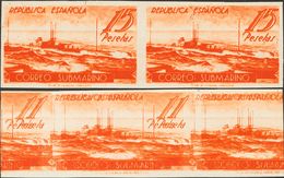 (*)780cccs(2). 1938. 15 Pts Naranja, Pareja (al Dorso Impresión 1 Pts Naranja). Variedad CAMBIO DE COLOR Y SIN DENTAR. M - Otros & Sin Clasificación