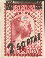 **791s. 1938. 2'50 Pts Sobre 25 Cts Lila. SIN DENTAR. MAGNIFICO Y MUY RARO. Cert. CEM. Edifil 2018: 810 Euros - Sonstige & Ohne Zuordnung