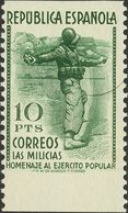 **800sh. 1938. 10 Pts Verde. Variedad SIN DENTADO HORIZONTAL. MAGNIFICO. Edifil 2018: +115 Euros - Other & Unclassified