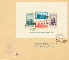 SOBRE 847cc. 1938. Hoja Bloque COLORES CAMBIADOS. Certificado De BURGOS A ZURICH (SUIZA). Al Dorso Llegada. MAGNIFICA Y  - Otros & Sin Clasificación