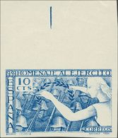 **887s. 1939. 10 Cts Azul, Borde De Hoja. SIN DENTAR. MAGNIFICO. Edifil 2018: +65 Euros - Otros & Sin Clasificación