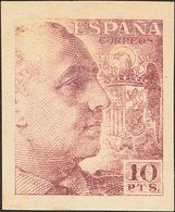 *934ccs. 1940. 10 Pts Castaño Lila. CAMBIO DE COLOR Y SIN DENTAR. MAGNIFICO Y RARO. Edifil 2015: 550 Euros - Otros & Sin Clasificación