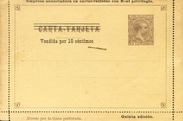 (*)EP8. 1892. 15 Cts Castaño Sobre Carta-Tarjeta Entero Postal Privada (anunciadora) (alguna Perforación Desprendida). B - Other & Unclassified