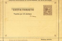 (*)EP8. 1892. 15 Cts Castaño Sobre Carta-Tarjeta Entero Postal Privada (anunciadora) (alguna Perforación Desprendida). B - Otros & Sin Clasificación