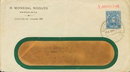 SOBRE EP168. 1910. 25 Cts Azul Sobre Entero Postal Privado Con Ventana R.MONEGAL (inscripción Al Reverso) De BARCELONA A - Autres & Non Classés