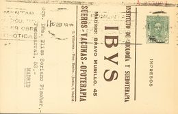 SOBRE EP512. 1928. 5 Cts Verde Sobre Tarjeta Entero Postal Privado YBYS (Hospital Hotel Dreu) Correo Interior De MADRID. - Autres & Non Classés