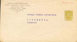 SOBRE EP633. (1925ca). 2 Cts Verde Ocre Sobre Entero Postal Privado AUTO-ELECTRICIDAD (Teléfonos 14660 Y 14669) De BARCE - Other & Unclassified