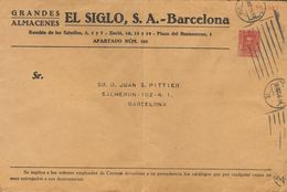 SOBRE EP649. 1926. 5 Cts Carmín Lila Sobre Entero Postal Privado GRANDES ALMACENES EL SIGLO (doblez Central) Correo Inte - Autres & Non Classés