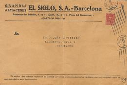 SOBRE EP649. 1926. 5 Cts Carmín Lila Sobre Entero Postal Privado GRANDES ALMACENES EL SIGLO (doblez Central) Correo Inte - Sonstige & Ohne Zuordnung