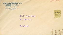 SOBRE EP920. 1931. 2 Cts Verde Oliva Sobre Entero Postal Privado AUTO-ELECTRICIDAD De VALENCIA A BARCELONA. MAGNIFICO Y  - Autres & Non Classés