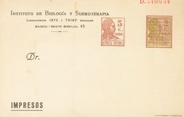 (*)EP1064. 1932. 5 Cts Castaño Sobre 2 Cts Verde Oliva Sobre Entero Postal Privado LABORATORIOS IBYS Y THIRF. MAGNIFICO  - Autres & Non Classés