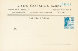 (*)EP1077. 1935. 25 Cts Azul Sobre Tarjeta Entero Postal Privado CAFRANGA. MAGNIFICO. (Láiz 2006, 210 Euros) - Autres & Non Classés