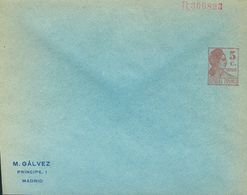 (*)EP1162. 1932. 5 Cts Castaño Violeta Sobre Entero Postal Privado M.GALVEZ (papel Azul). MAGNIFICO. (Láiz 2006, 160 Eur - Autres & Non Classés