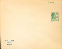 (*)EP1174. 1932. 10 Cts Verde Sobre Entero Postal Privado M.GALVEZ (numero Verde). MAGNIFICO. (Láiz 2006, 180 Euros) - Autres & Non Classés