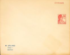 (*)EP1284. 1932. 30 Cts Rojo Sobre Entero Postal Privado M.GALVEZ (sin Correos). MAGNIFICO. (Láiz 2006, 140 Euros) - Autres & Non Classés