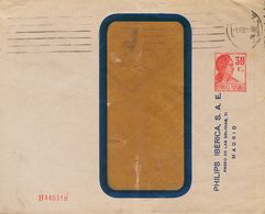 SOBRE EP1286B. 1938. 30 Cts Rojo Sobre Entero Postal Privado PHILIPS IBERICA (sin Correos) De MADRID A ZARAGOZA. Al Dors - Autres & Non Classés