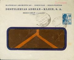 SOBRE EP1292. 1932. 40 Cts Azul Sobre Entero Postal Privado DESTILERIAS ADRIAN-KLEIN (referencia CLOE). MAGNIFICO Y RARO - Autres & Non Classés