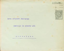 SOBRE EP1455A. 1945. 40 Cts Gris Sobre Entero Postal Privado (sin Membrete) (manchitas Del Tiempo). MADRID A BARCELONA.  - Autres & Non Classés