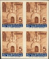 **13nbs(4). 1936. 5 Cts Castaño Y Azul, Bloque De Cuatro. SERIE 5A BIS Y SIN DENTAR. MAGNIFICO. Edifil 2017: ++152 Euros - Otros & Sin Clasificación