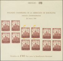 (*)29s. 1941. 5 Cts Castaño, Amarillo, Hoja Bloque. Variedad TRIPLE IMPRESION DEL COLOR CASTAÑO, SIN IMPRESION DEL COLOR - Other & Unclassified