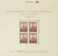 (*)29s. 1941. 5 Cts Castaño, Rojo Y Amarillo, Hoja Bloque. Variedad COLORES CASTAÑO Y AMARILLO DESPLAZADO Y CON NUMERACI - Other & Unclassified
