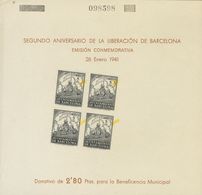 (*)30s. 1941. 5 Cts Negro Y Amarillo, Hoja Bloque. Variedad COLOR ROJO OMITIDO, COLOR NEGRO DESPLAZADO Y CON NUMERACION  - Autres & Non Classés