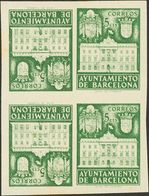 (*)35s(4). 1942. 5 Cts Verde, Bloque De Cuatro Capicúa. SIN DENTAR. MAGNIFICO Y RARO. - Autres & Non Classés