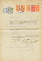 SOBRE. 1938. 10 Cts Naranja, 1 Pts Rojo Y 2 Pts Castaño Amarillo, Tres Sellos GENERALITAT DE CATALUÑA Y 10 Cts Verde Y 2 - Barcelone