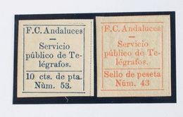 *1/2. 1883. Serie Completa FERROCARRILES ANDALUCES. MAGNIFICA Y RARA. - Telegraph