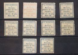 *1, 4, 6(8). 1883. Conjunto De Diez Sellos De Telegrafos De Los FERROCARRILES ANDALUCES, En Nuevo. MAGNIFICO Y RARO CONJ - Telegramas