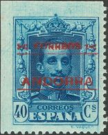 **8. 1928. 40 Cts Azul. Variedad SIN DENTAR EN EL ANGULO SUPERIOR IZQUIERDO. A EXAMINAR. - Other & Unclassified