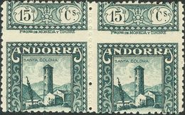 **18(2). 1929. 15 Cts Azul Gris, Pareja. Variedad DENTADO HORIZONTAL DESPLAZADO. MAGNIFICA Y RARA, NO RESEÑADO. - Sonstige & Ohne Zuordnung