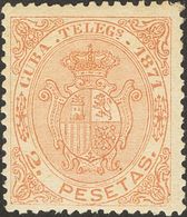 *17. 1871. 2 Pts Sepia. Excelente Centraje. MAGNIFICO Y RARO. Edifil 2018: 195 Euros - Cuba (1874-1898)