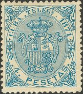 *19. 1871. 4 Pts Azul. Excelente Centraje. MAGNIFICO Y RARO. Edifil 2018: 195 Euros - Cuba (1874-1898)