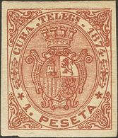 *28s. 1874. 1 Pts Castaño Rojo. SIN DENTAR. MAGNIFICO. Edifil 2018: 87 Euros - Cuba (1874-1898)