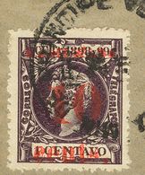 FRAGMENTO 15. 1898. 10 Ctvos Sobre 1 Ctvo Violeta (posición 2), Sobre Fragmento. MAGNIFICO Y MUY RARO SOBRE FRAGMENTO. C - Cuba (1874-1898)
