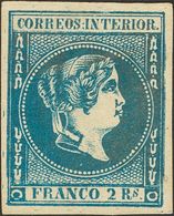 (*)14. 1863. 2 Reales Azul. PIEZA DE LUJO. Cert. CEM. Edifil 2018: 805 Euros - Filipinas