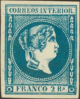 (*)14F. 1863. 2 Reales Azul. FALSO SPERATI. MAGNIFICO. - Philipines
