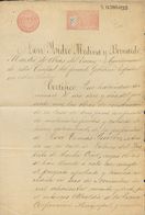 SOBRE. 1899. 25 Ctvos Carmín Rosa PAPEL SELLADO, Sobre Documento De Reconocimiento De Construcción De MANILA, Habilitaci - Philipines