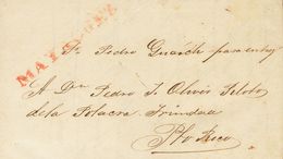 SOBRE. 1846. MAYAGÜEZ A SAN JUAN. Marca MAYAGUEZ, En Rojo (P.E.1) Edición 2004. MAGNIFICA Y MUY RARA. - Puerto Rico