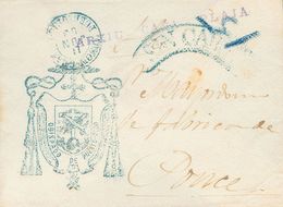 SOBRE. 1859. SAN JUAN A PONCE. Fechador ADMON.GRAL / PUERTO-RICO, En Azul Y Marca SIN CARGO, En Azul (P.E.12) Edición 20 - Puerto Rico