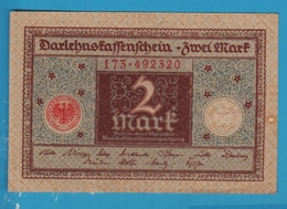 DEUTSCHES REICH 2 MARK 01.03.1920 SERIE 173.492320 P# 60 DARLEHENSKASSENSCHEIN - Bestuur Voor Schulden