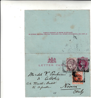 London To Novara, Italy. Letter Card  Intero Postale.1894 - Brieven En Documenten