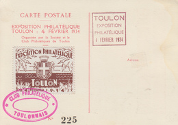 Carte  FRANCE   Exposition  Philatélique   TOULON   1934 - Expositions Philatéliques