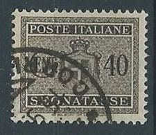 1945 LUOGOTENENZA USATO SEGNATASSE 40 CENT RUOTA - RR13124 - Strafport