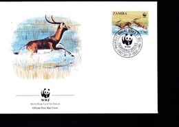 1 Timbre  Zambia  Zambie   K 2.50    Non Circulée   Sur Enveloppe   Année 1987  Antilope    WWF - Lettres & Documents