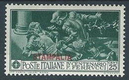 1930 EGEO STAMPALIA FERRUCCI 25 CENT MH * - RR13570 - Egée (Stampalia)