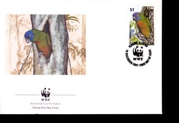 1 Timbre   Saint Lucia   1 $     Année 1987  Sur Enveloppe    Non Circulée     Péroquet   Die Blaustirnamazone   WWF - Briefe U. Dokumente
