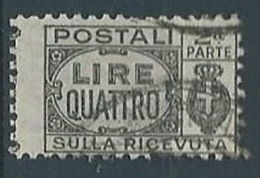 1946 LUOGOTENENZA USATO PACCHI POSTALI SEZIONE 4 LIRE - RR13127 - Paketmarken