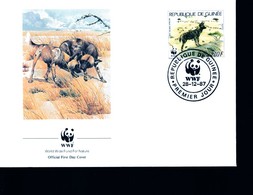 1 Timbre    70 F   Republique De Guinée     Année 1987  Sur Enveloppe   Der Afrikanische  Wildhund     Lycaon   WWF - Lettres & Documents